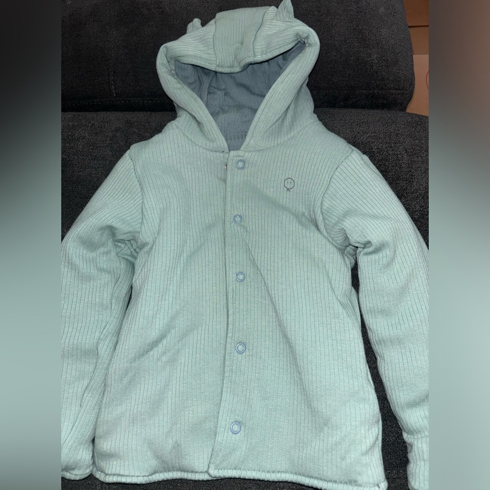 Ribbed Reversible Kids Raincoat - Sage Blue - Picture 6 of 7